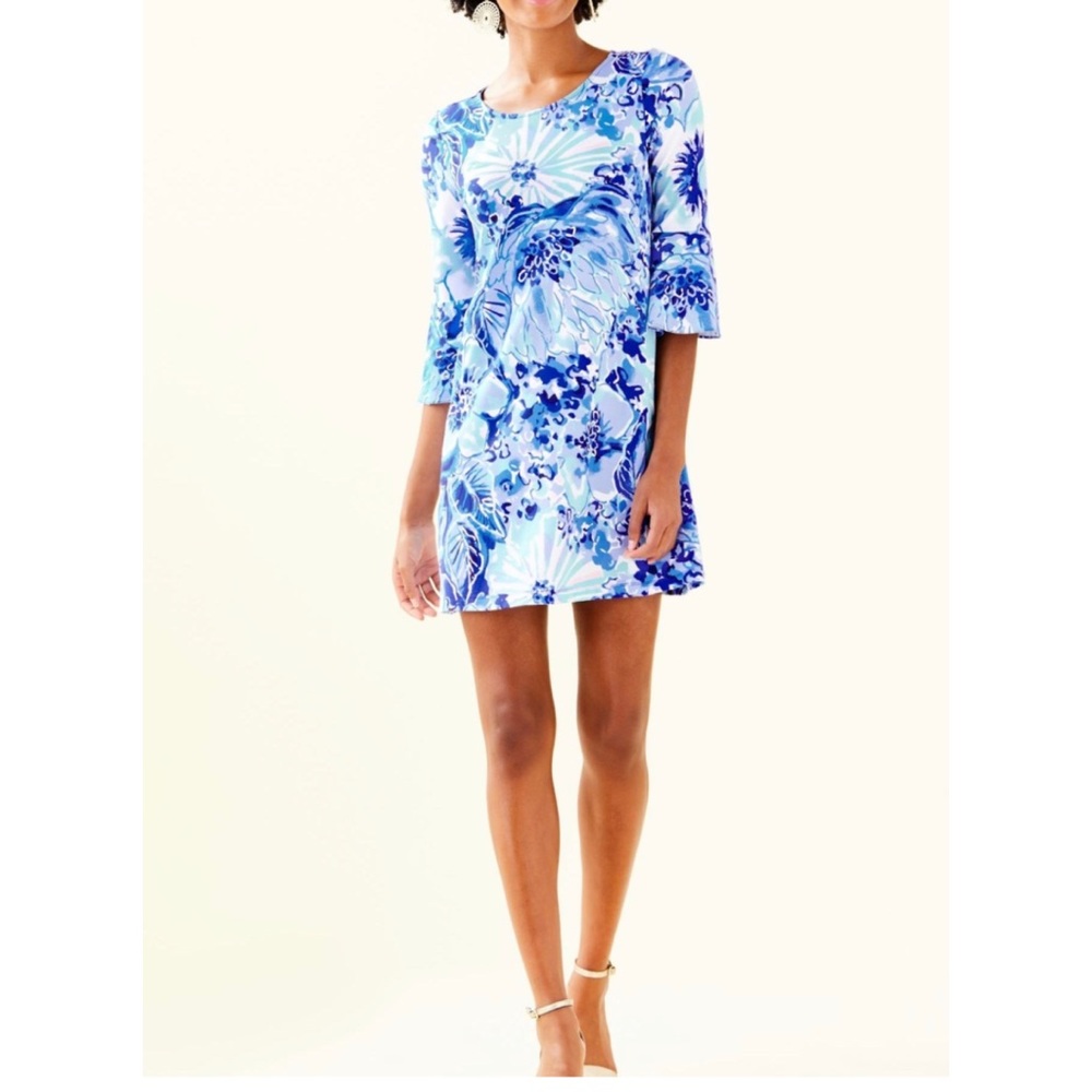 Lilly Pulitzer Blue & White Floral Shift Dress